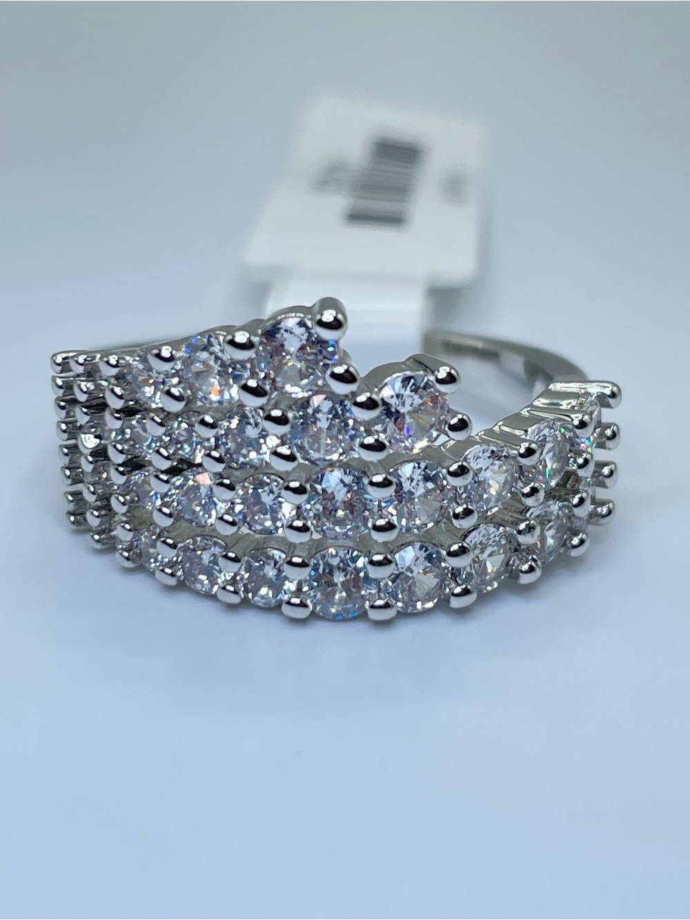 Swarovski Crystal Elements White Swarovski Crystal Art Deco Cluster Ring Sz 10